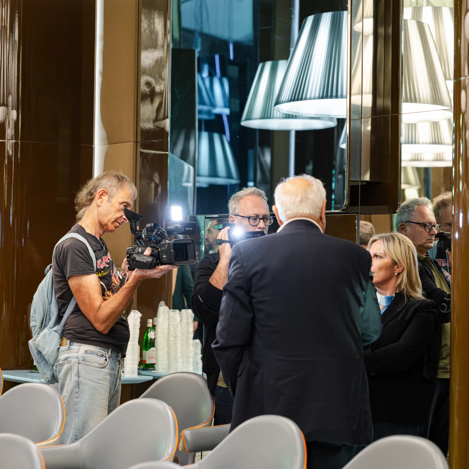 Le riprese televisive a margine dell'evento