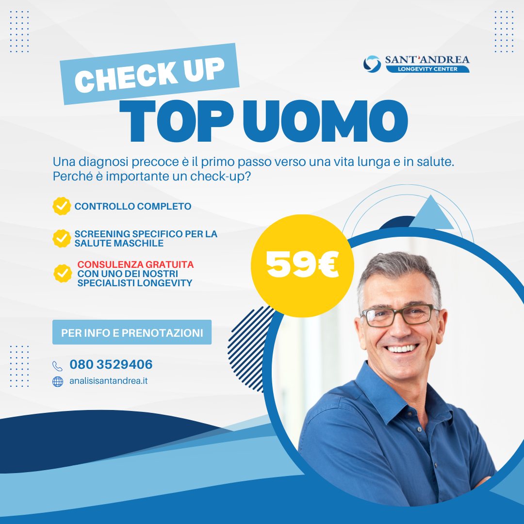 💪 Prenditi cura della tua salute! Con il nostro Check Up Uomo, hai tutto ciò che serve per monitorare il tuo