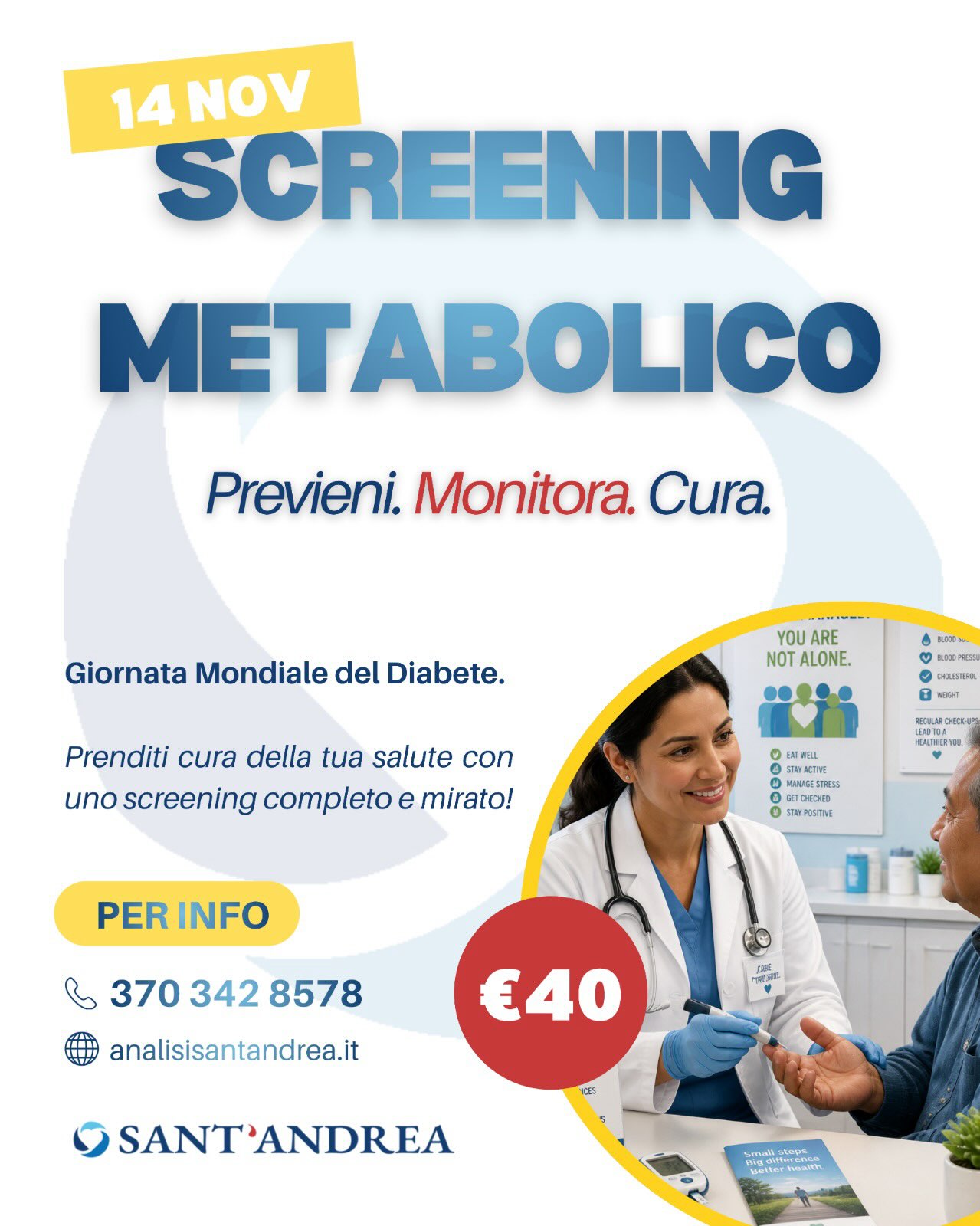 Prevenire è il primo passo per stare bene! 💙 In occasione della Giornata Mondiale del Diabete, il