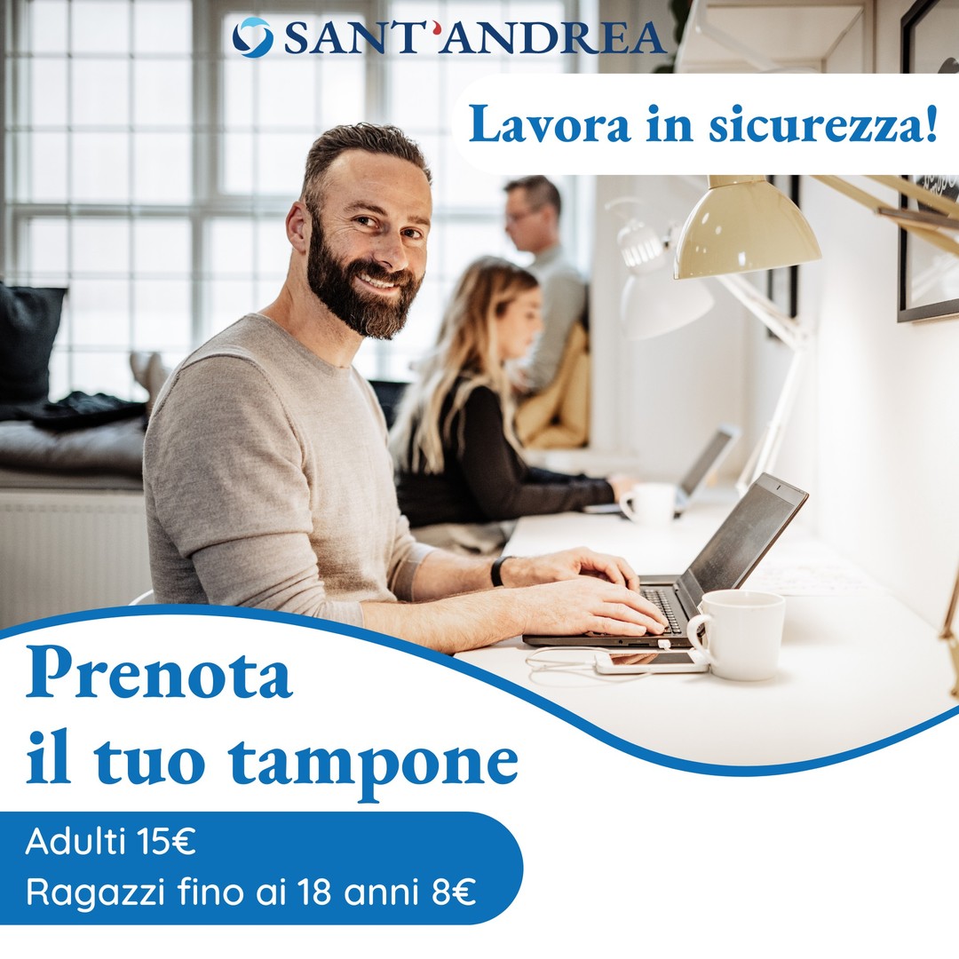 Tutela l'ambiente in cui lavori. Prenota il tuo tampone! Eseguiamo test rapidi tutti i giorni, anche il 31