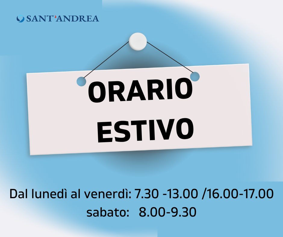 Il Laboratorio Analisi Sant'Andrea informa che a partire da oggi, 30 maggio, e per tutta l'estate, gli orari