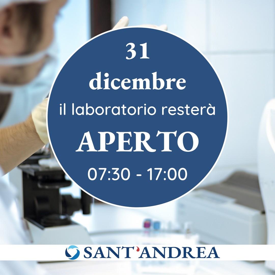 Oggi il Laboratorio di Analisi Sant'Andrea resterà aperto dalle ore 07:30 alle ore 17:00. . . . #santandrea