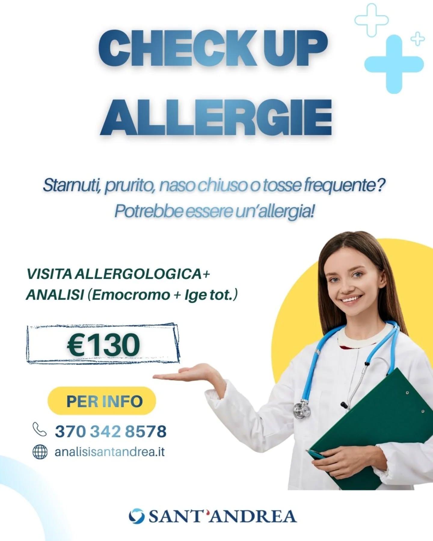 🌼 Allergie stagionali? Scoprile con un check-up completo. Se soffri di starnuti frequenti, prurito agli