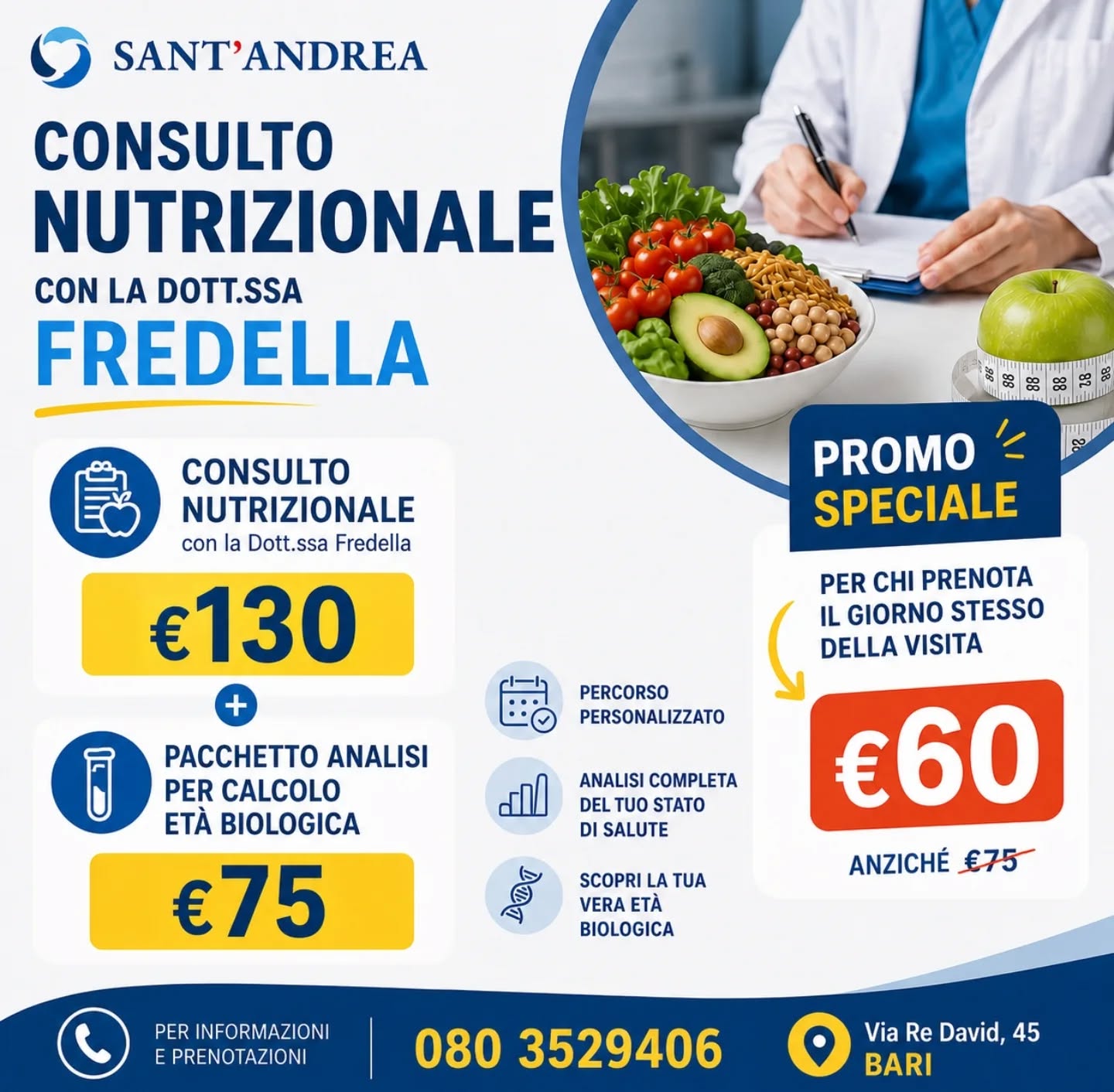 🧬 Scopri la tua Età Biologica e prenditi cura del tuo corpo con un Piano alimentare personalizzato! Presso